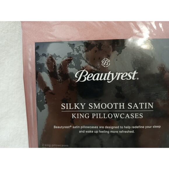 2 Pc Beautyrest KING Satin Pillowcases ROSE PINK Silky Therapeutic Hair Skin - Picture 3 of 10